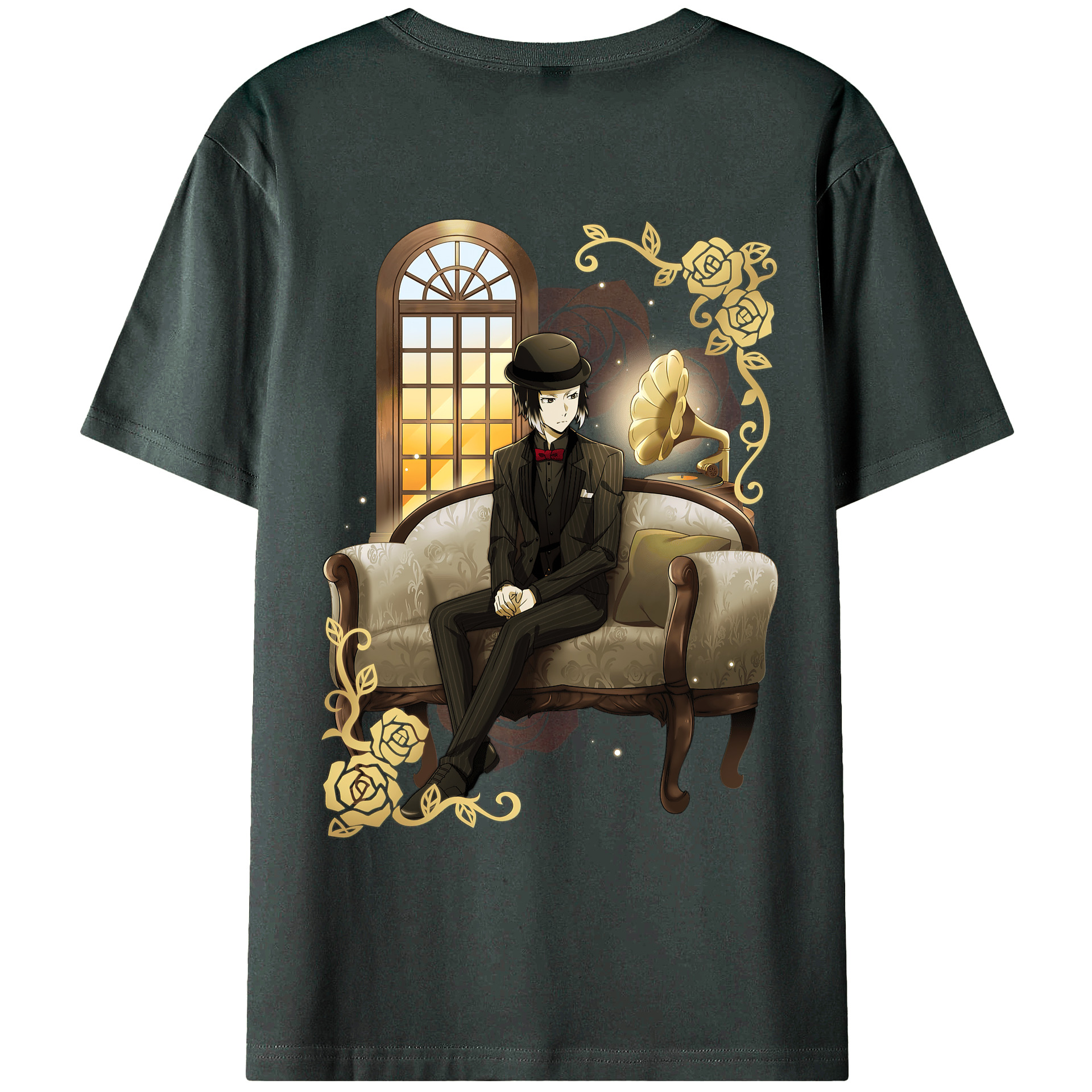 （画像用） 文豪ストレイドッグス Bungo Stray Dogs 綿100％ メンズ半袖Tシャツ（バックプリント） 通気性